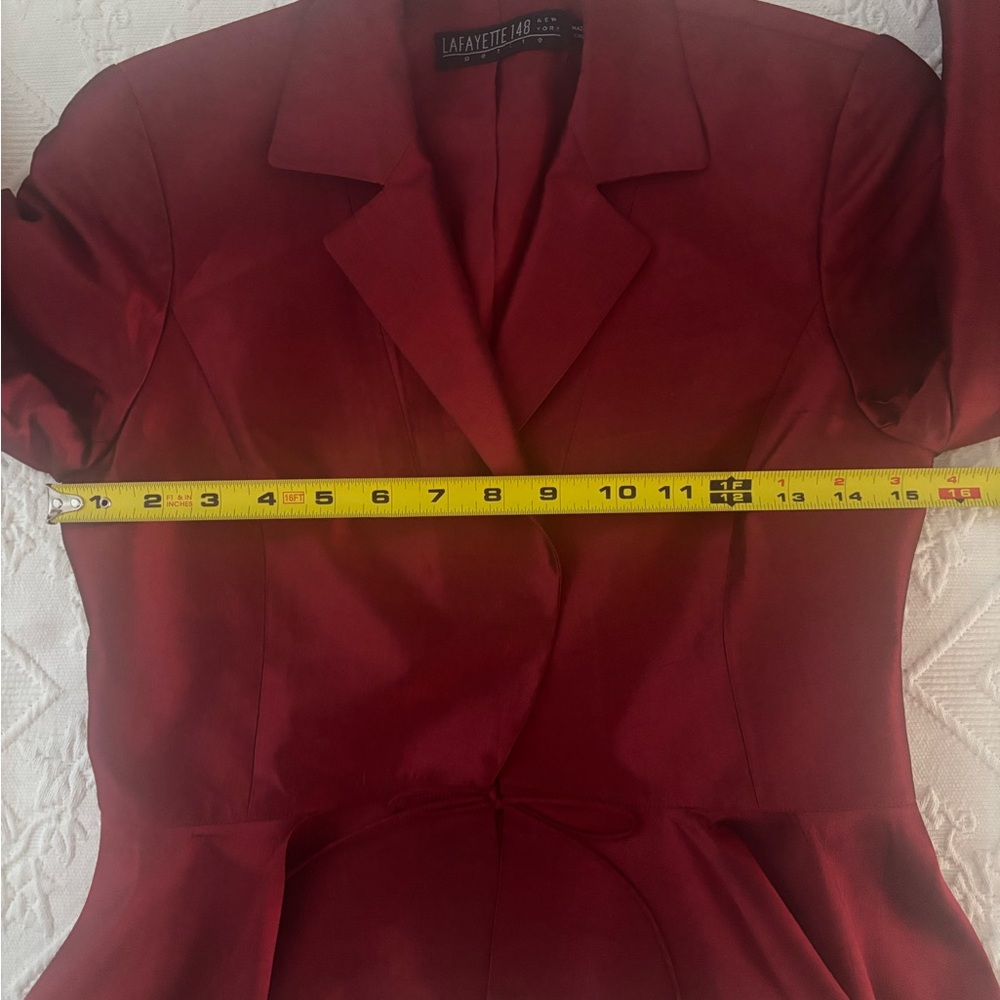 Lafayette 148 New York Deep Red Silk Blazer - Picture 4 of 11
